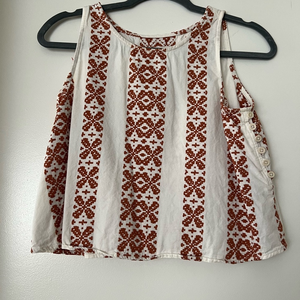 Lou & Grey Geometric Tank Top - White and Brown